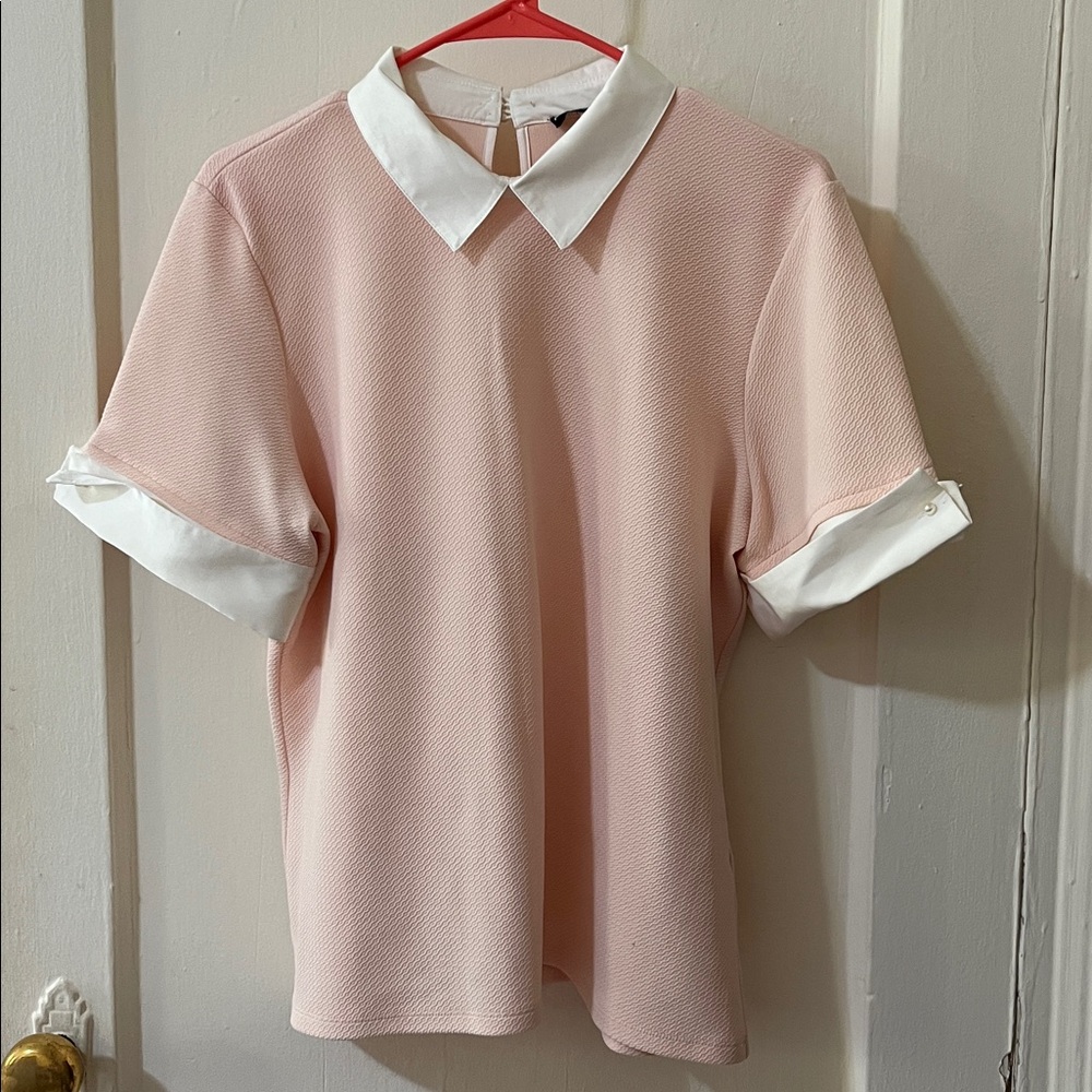 Karl Lagerfeld Paris Pink Top with with White Collar